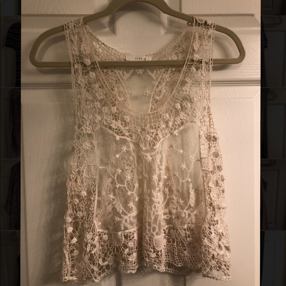 LUSH white lace tank